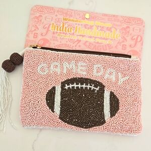 Football  Handmade Beaded Football Coin Pouch Wandering Moon India NEW